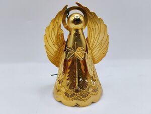 HMK 1988 Metal Angel Christmas Ornament Cone Gold Brass Gold Tone Hanging Angel